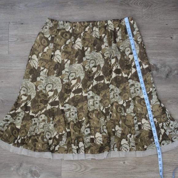 Vintage 90s Y2K Brown Floral Layered Midi Skirt - Picture 5 of 6